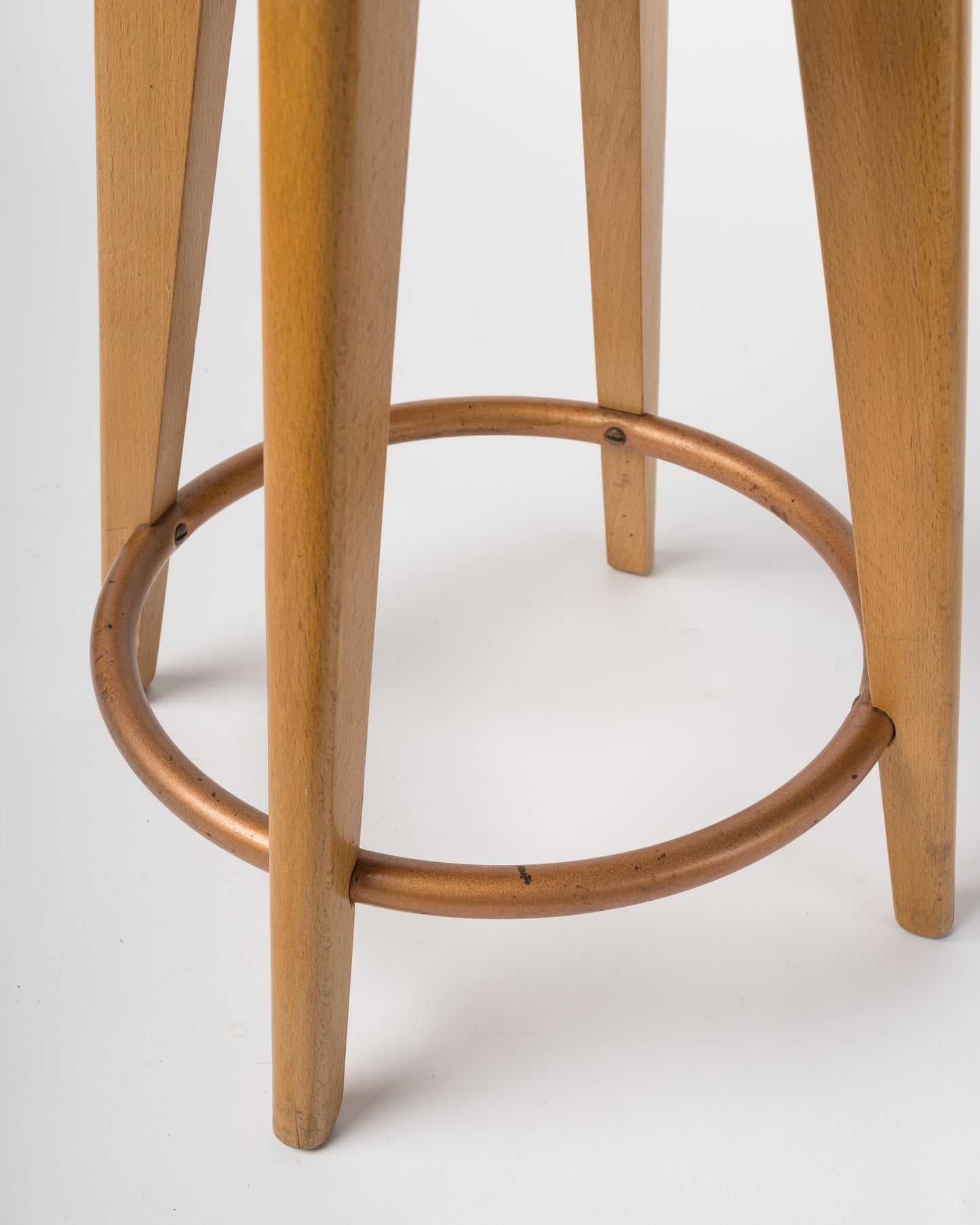 Four legged and copper plated steel ring stool by Stella manufacture France 1950's
