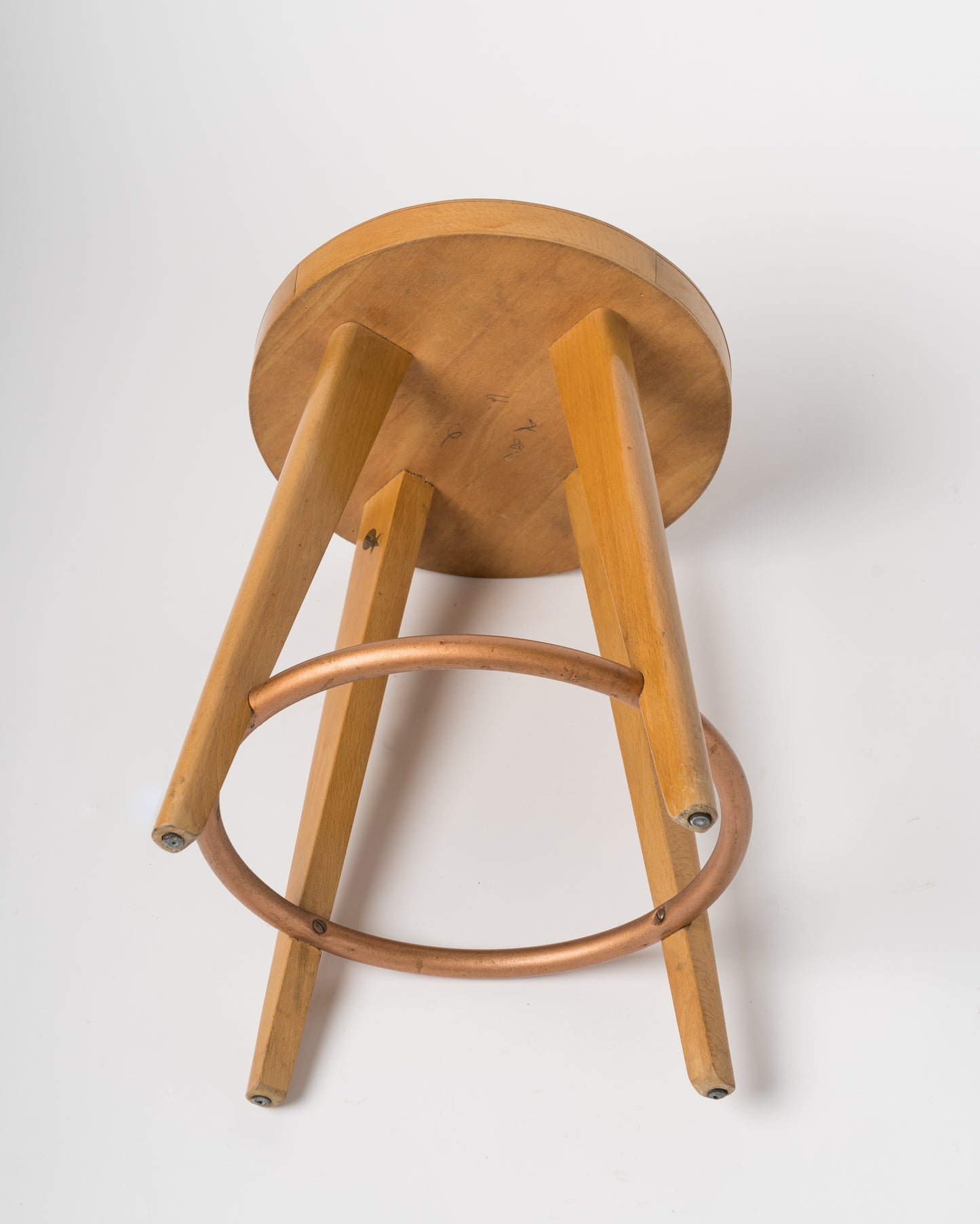 Four legged and copper plated steel ring stool by Stella manufacture France 1950's