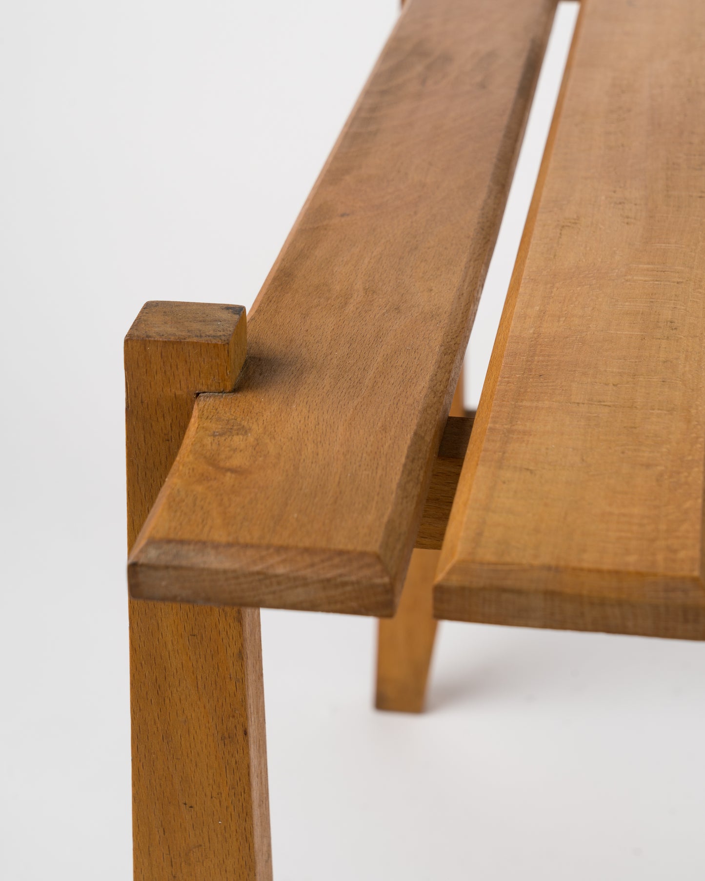French Reconstruction Era Beech Slatted Side Table in the style of René Gabriel