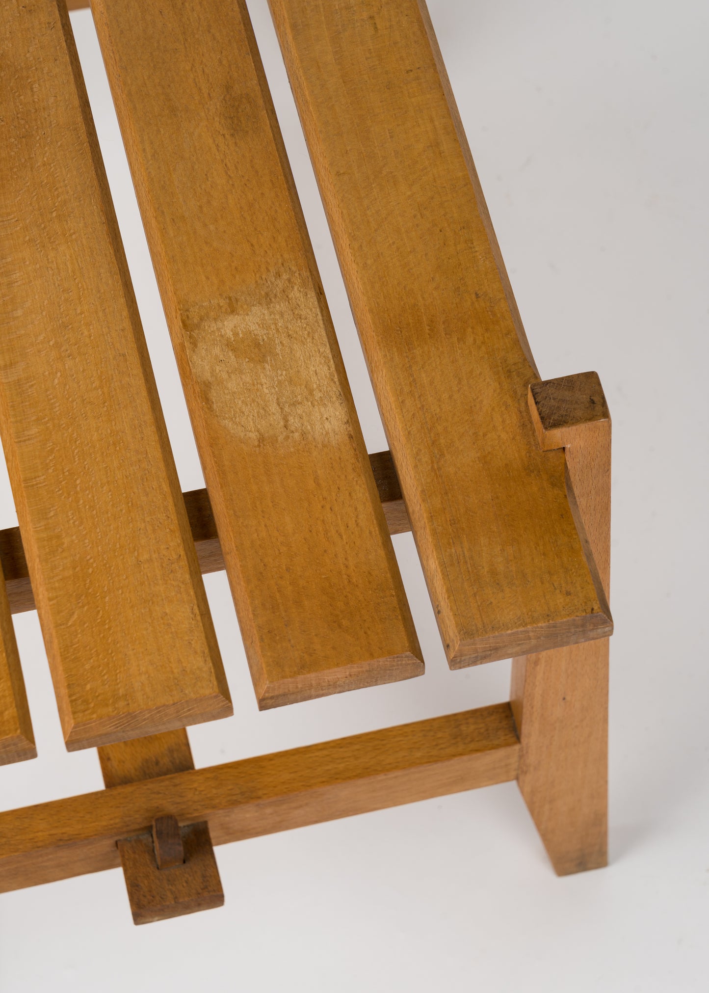 French Reconstruction Era Beech Slatted Side Table in the style of René Gabriel