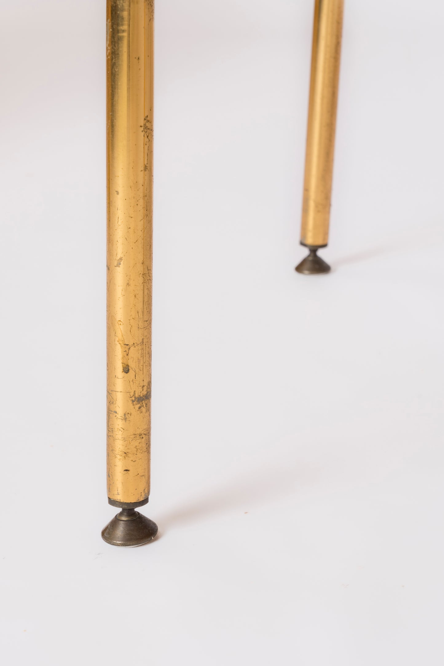 Pair or Vynil & Gilt Metal Ottomans by Airborne - France 1960's