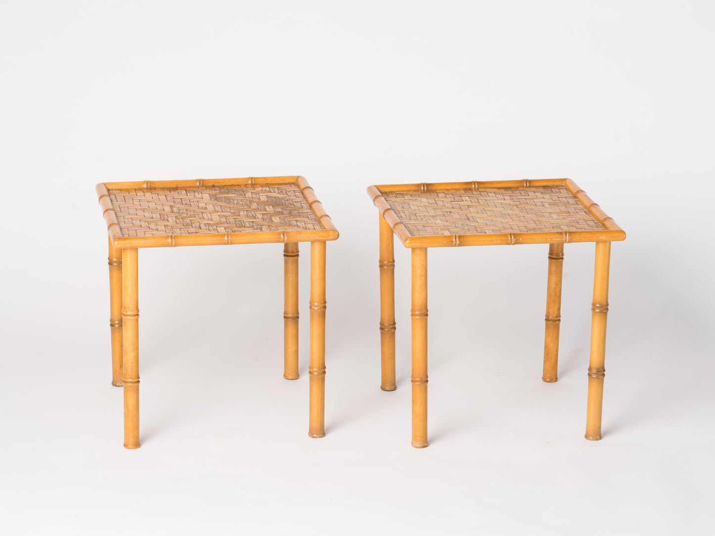 Pair of Faux Bamboo Gueridons, France, 1960's
