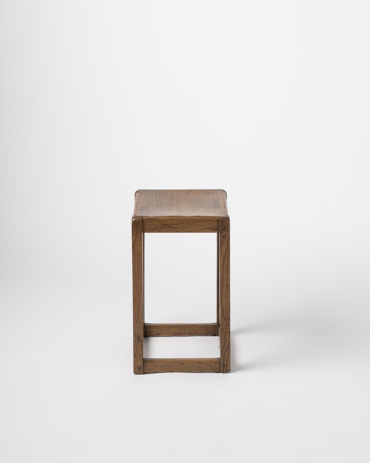 Minimalist Tinted Oak Studio Stool - France 1950s