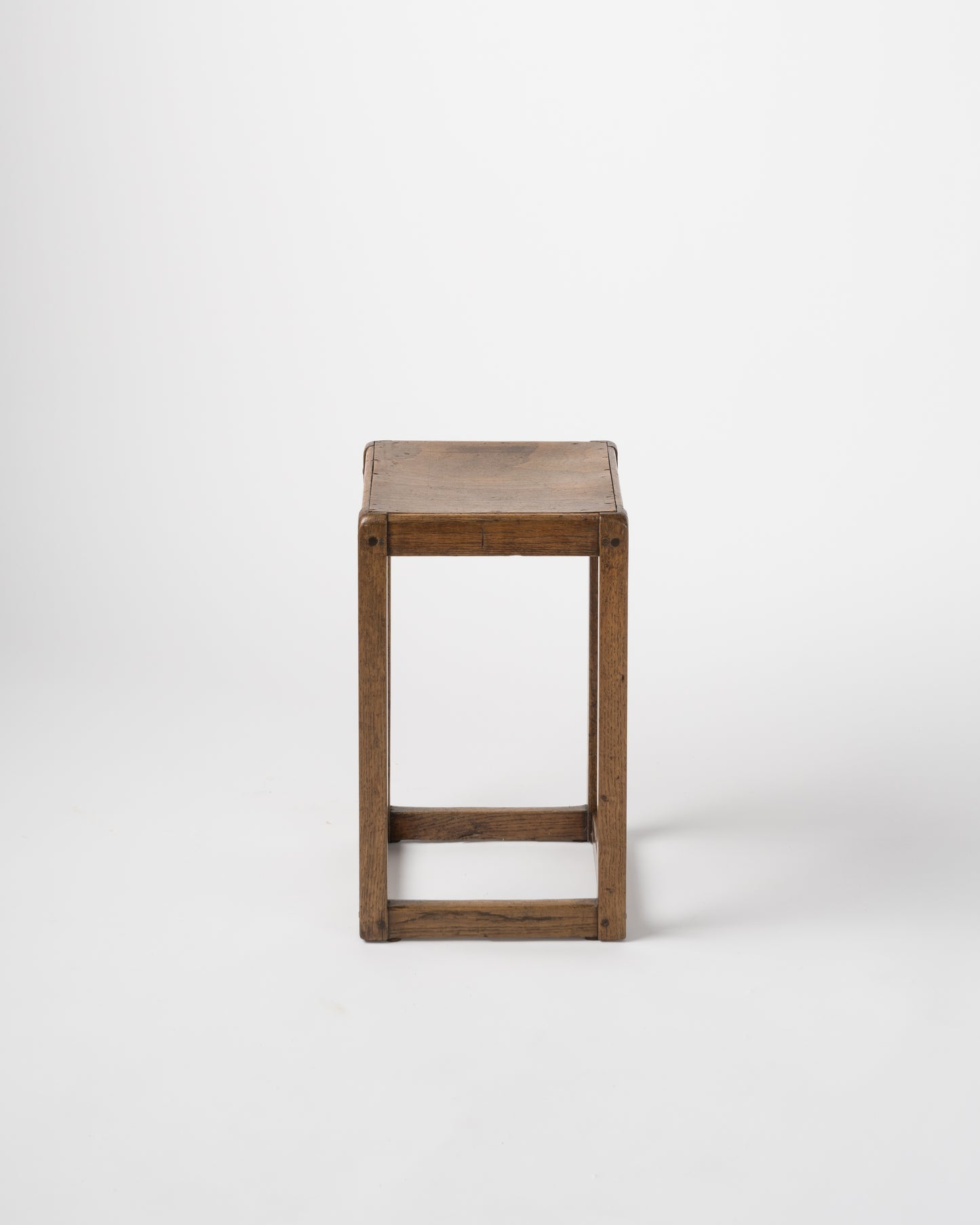 Minimalist Tinted Oak Studio Stool - France 1950s