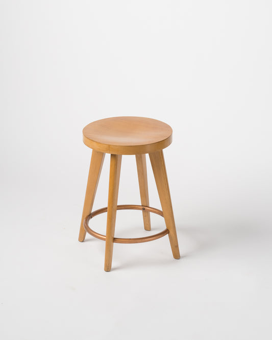 Four legged and copper plated steel ring stool by Stella manufacture France 1950's