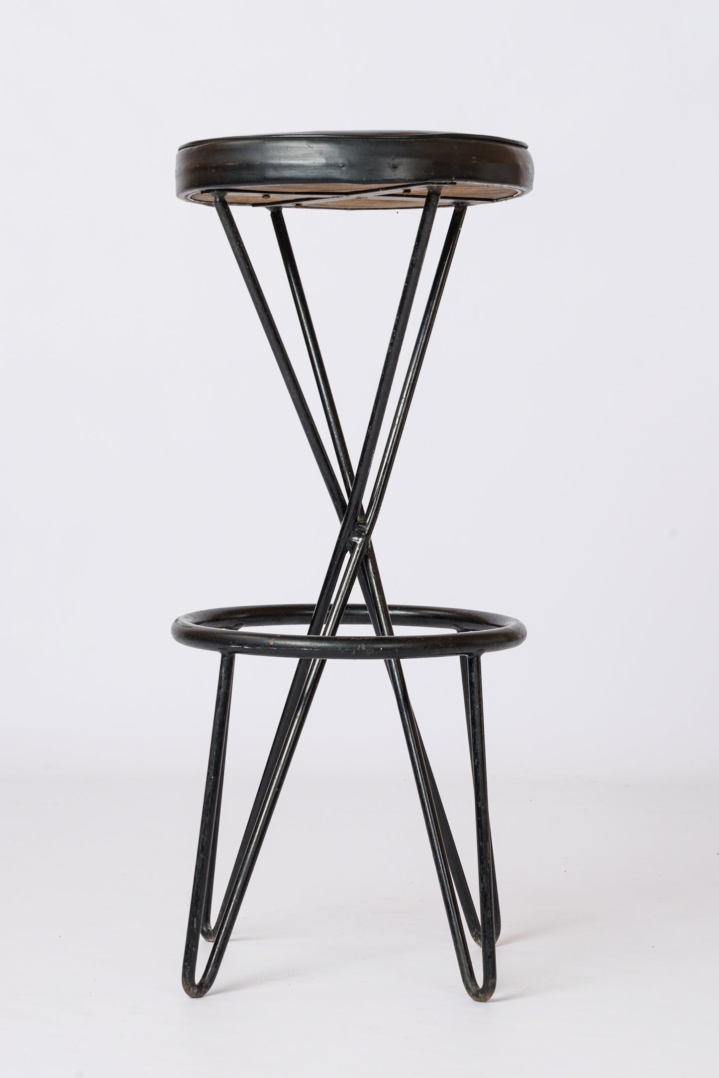 Black Leatherette & Steel CM127 Stool by Thonet - 1960s