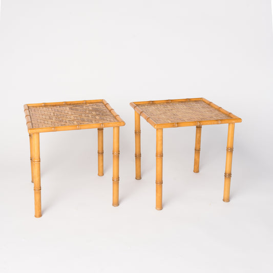 Pair of Faux Bamboo Gueridons, France, 1960's