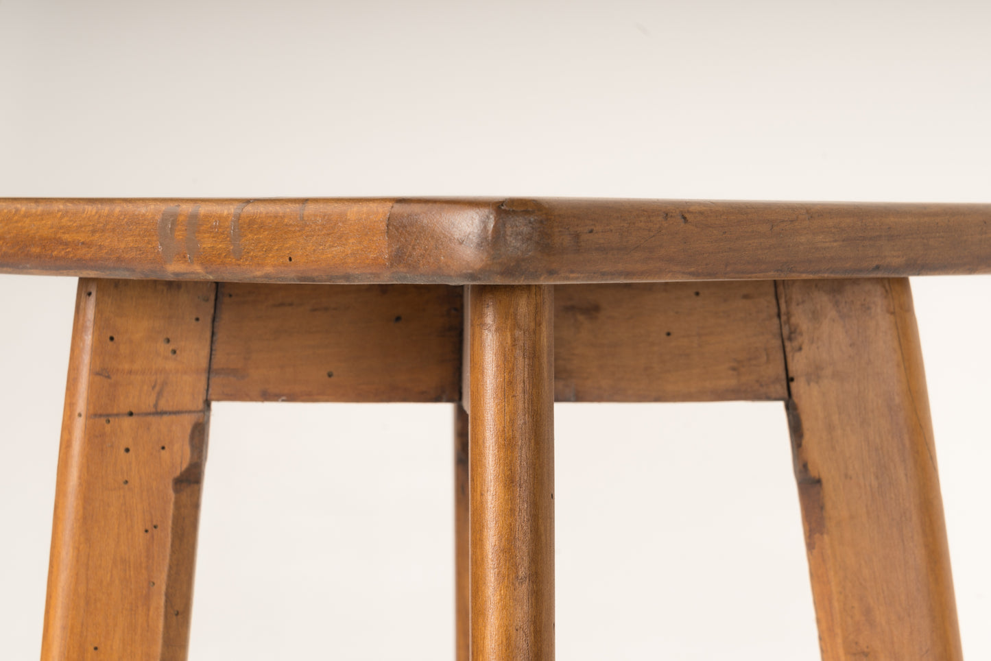 Reconstruction Oak Split Slats Stool in the Style of Gascoin, France, 1950's