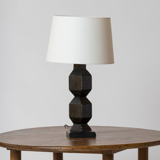 "Bois Noirci" Table Lamp - France 1970's